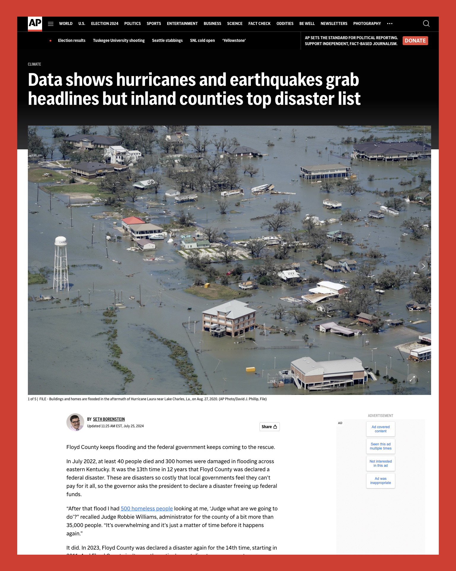 The Associated Press story on disaster declarations by county